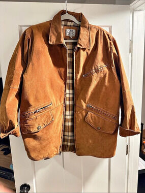 Ash Creek Plaid-Lined Shirt Jacket in Brown Size Medium Like New